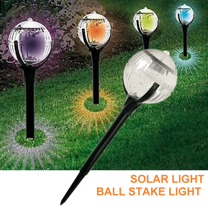 LED Pathway Light Color Changing Solar Ball Stake Light Garden Lamp Decor