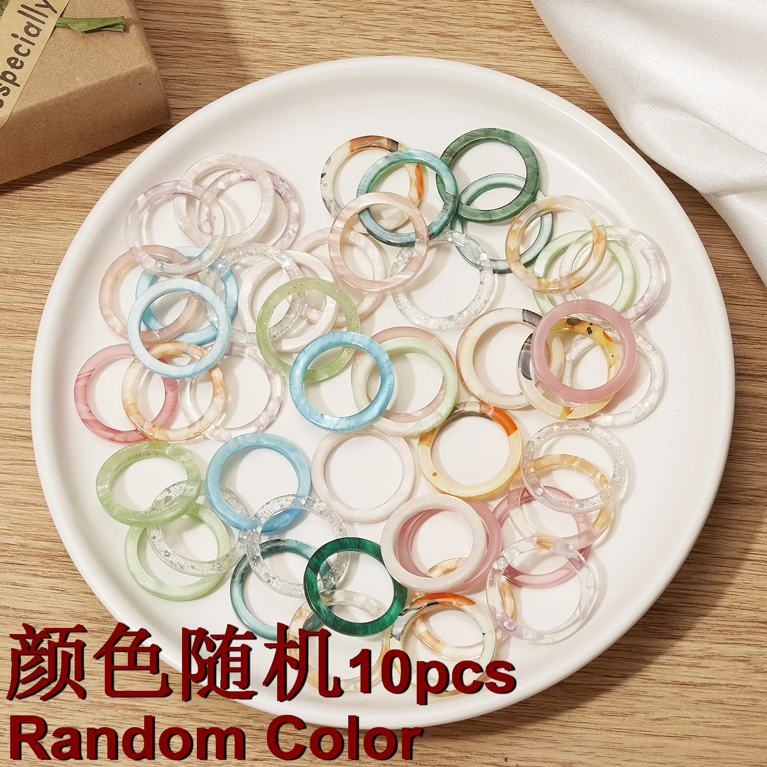 Neue koreanische ästhetische bunte Harz-Acryl-Ringe im Set für Damen – geometrische runde Ringe, temperamentvoller, vielseitiger Schmuck als Geschenk – Detail 26