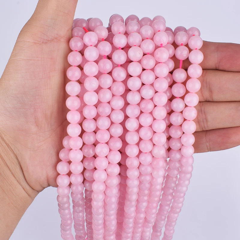 Natural Rose Quartzs Crystal Stone Beads Round Loose Spacer Beads For Jewelry Making DIY Bracelet Necklace 15\