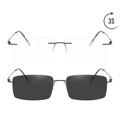 Photochromism Progressive Multifocal Reading Glasses Men Business Presbyopic Glasses Blue Light Computer Grade Glasses