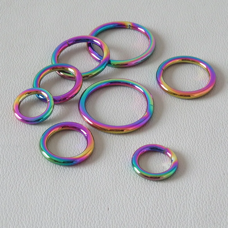 Rainbow Strong Metal Welded O Ring Circle Belt Loop Buckle Hardware Pet Dog Collar Garment Harness Clasp DIY Sewing Accessory