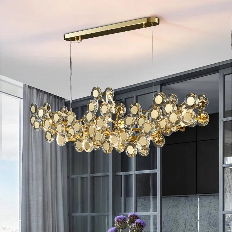 Rectangular crystal chandelier restaurant island decorative lights American creative window lights