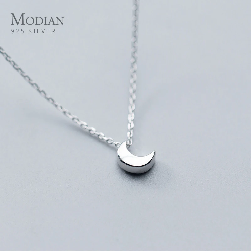 Modian Classic 100% Silver Crescent Tiny Pendant for Women Fashion 925 Sterling Silver Cute Style Pendant Necklace Fine Jewelry