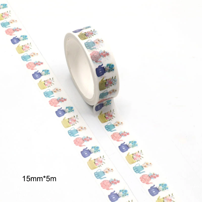 Mới 1 Máy Tính Nhiều Màu Sắc Trái Tim, xương Rồng In Hình Vintage Washi Băng 15Mm * 5M Cho Valentine DIY Trang Trí Giấy Washi Băng