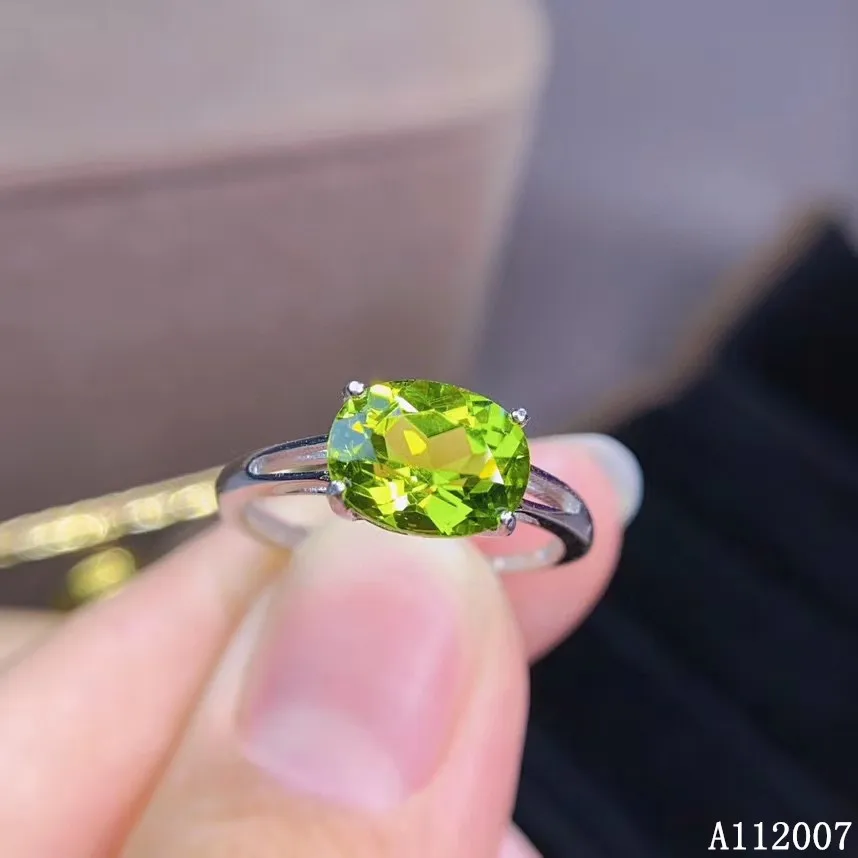 

KJJEAXCMY fine jewelry 925 sterling silver inlaid natural Peridot ring new female gemstone popular support test hot selling