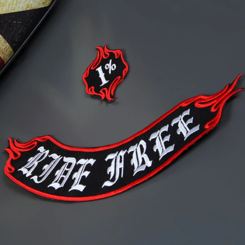 Huge Ride with Flame 12'' Inches Large Embroidery Patches Sew  for Jacket Motorcycle Biker RIDE FREE Clothes Decoration Applique