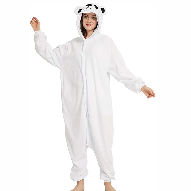 Unisex White Bear Woman Cartoon Kigurumi Onesie Pajamas Women Anime Jumpsuit Funny Sleepwear Girl Cosplay Clothes