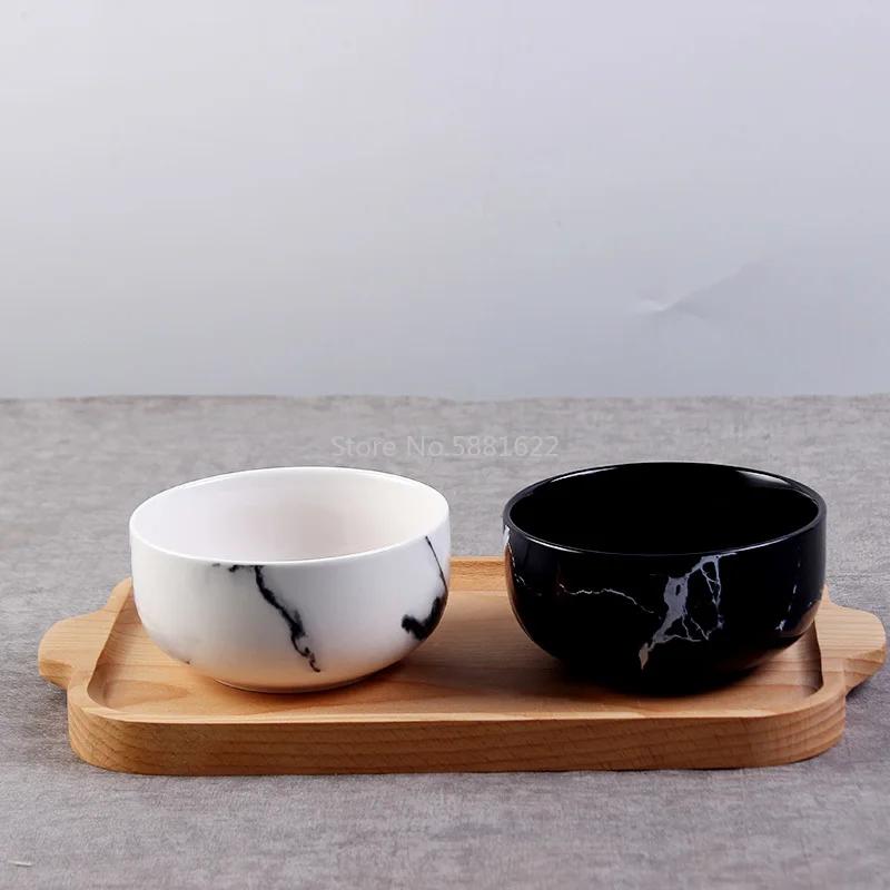 14 Ounce Creative Design Marble Grain Ceramic Rice Bowls Porcelain Noodle Cereal Soup Bowl Dinnerware Home Decoration Tableware