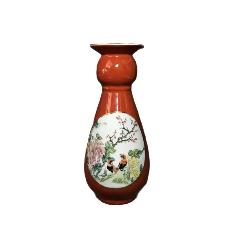 Chinese Old Porcelain Vases Red Glazed Coloured Drawing Porcelain