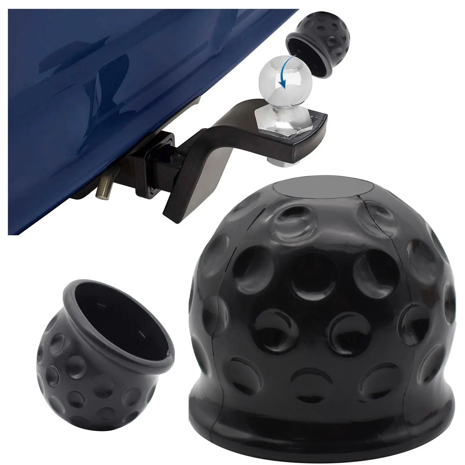 

Black Rubber 50Mm Trailer Ball Cover Towing Hitch Cap Hitch Caravan Tow Bar Ball Protector Universal Car Stying Accessories