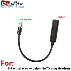 For connect the FCS V20 V60 PTT  for Z-Tac tac-sky peltor Headphones  cable to connect，KN6 plug to U174 mother  connector