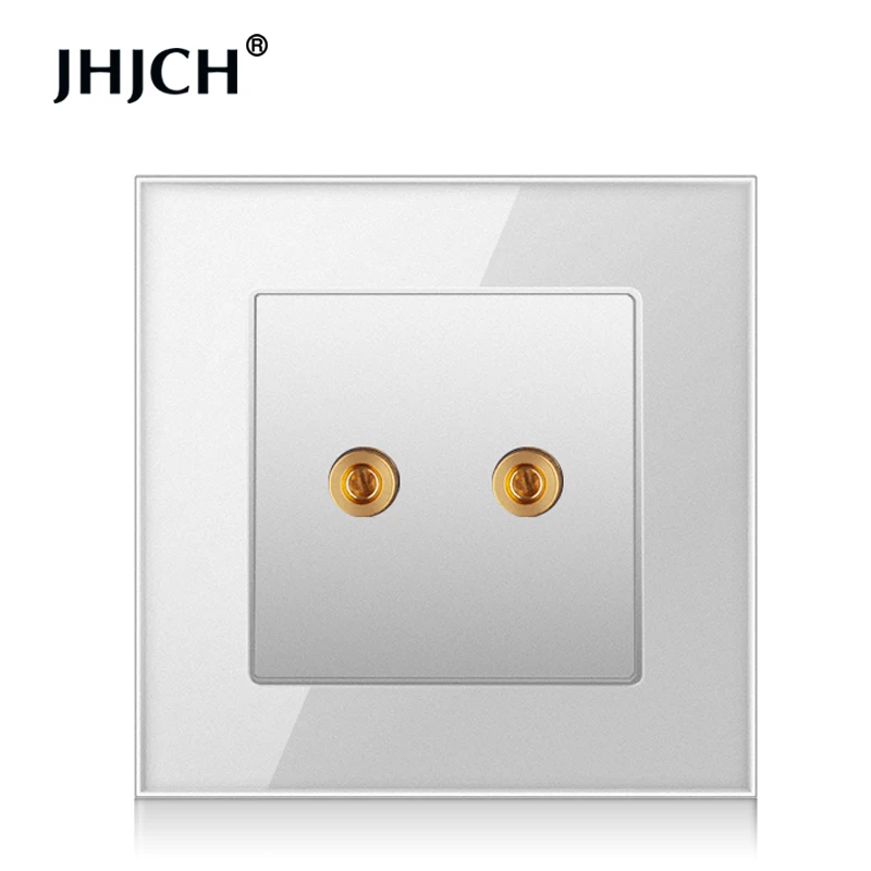 JHJCH-Wall-mounted audio socket, speaker junction box power output, tempered glass crystal panel, black, white, gray