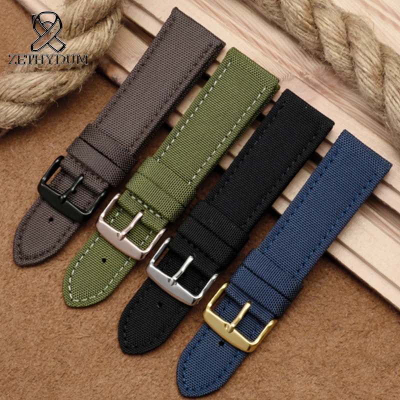 Climbing Nylon Watch watch belt  Citizen BM8475 Timex  Handmade Waterproof canvas watchband 20mm22mm 23mm strap Green blue black