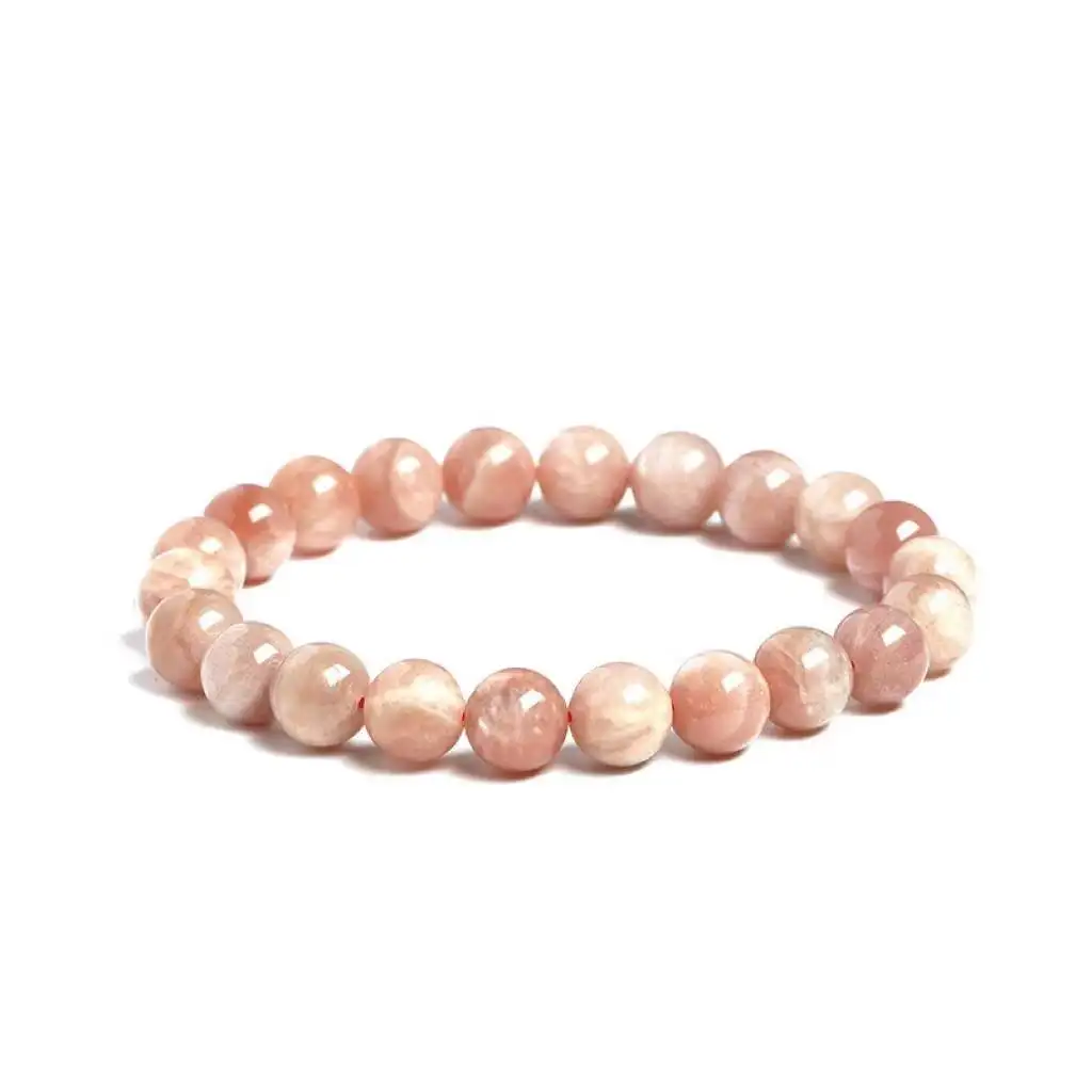 Natural  Sunstone Orange Moonstone Bracelet DIY Charms Strand Beads Bracelet Fashion Yoga Bracelets  6/8/10mm  For Men And Women