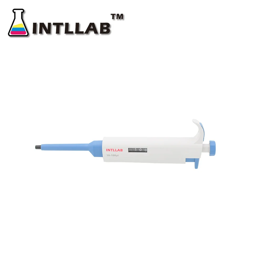 INTLLAB MicroPipette Gun Lab Single Channel Pipette Adjustable Volume Pipette with Tips