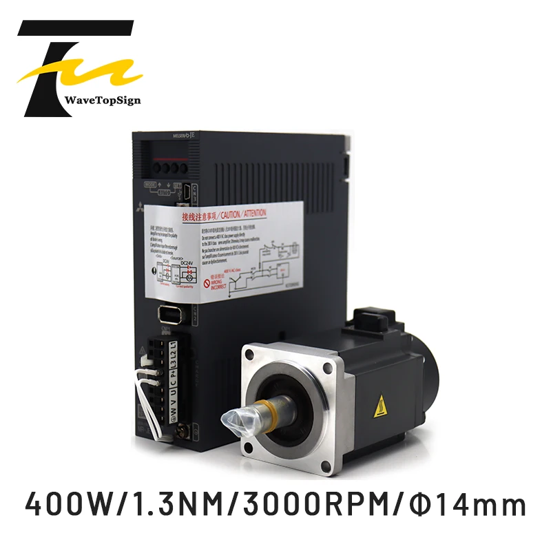 wavetopsign AC Servo Motor Kits Motor Driver MR-JE-40A and Motor HG-KN43J-S100 400W 1.3NM 3000RPM