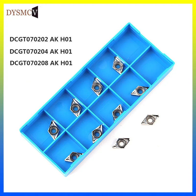 10pcs DCGT070202 DCGT070204 DCGT070208 AK H01 100% original Aluminum Turning Inserts CNC Lathe Cutter Aluminum Processing Tool