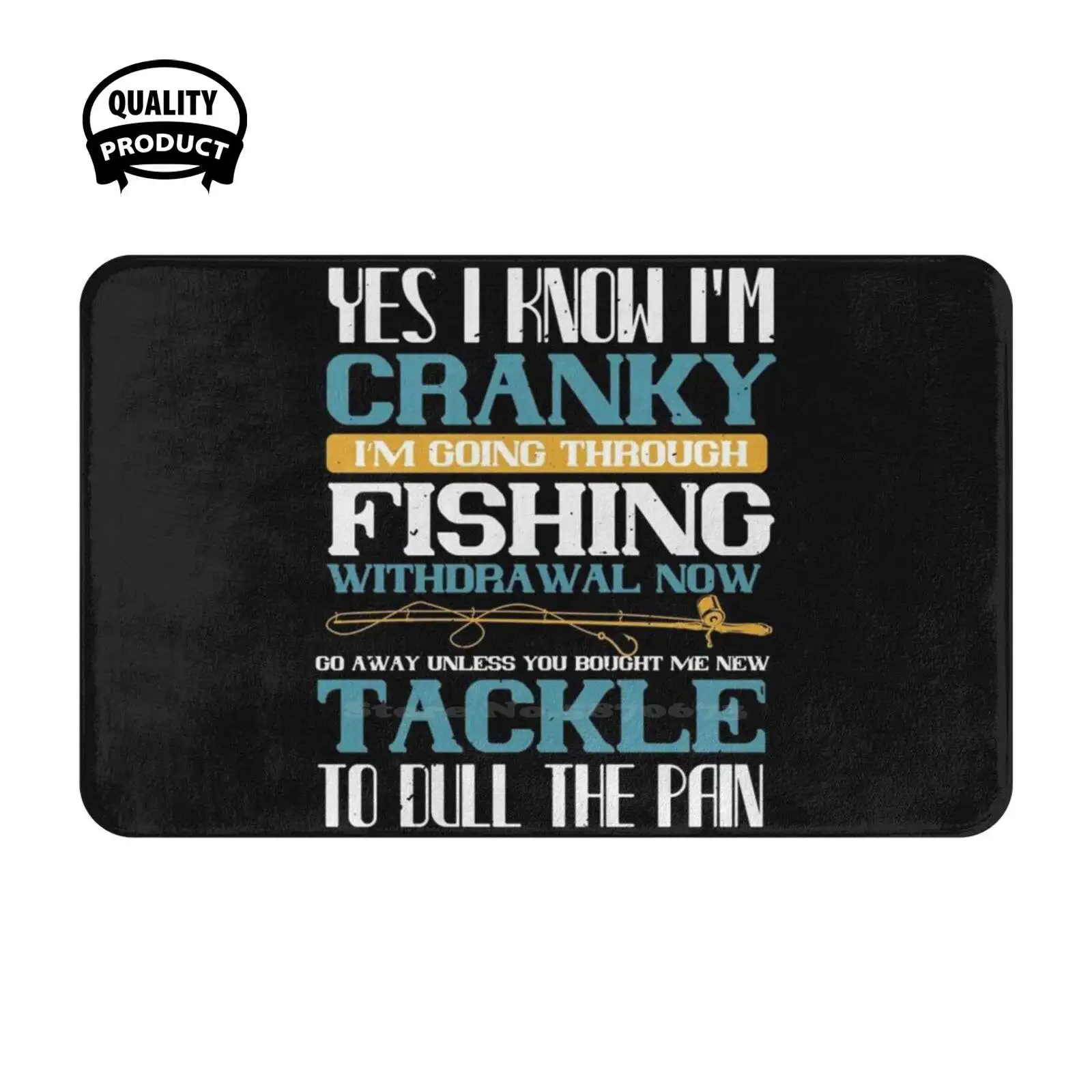 Funny Fisherman Addicted To Fishing T Shirt Soft Cushion Home Carpet Door Mat Car Rug Fishing Rod Sport Fishing Hobby Passion