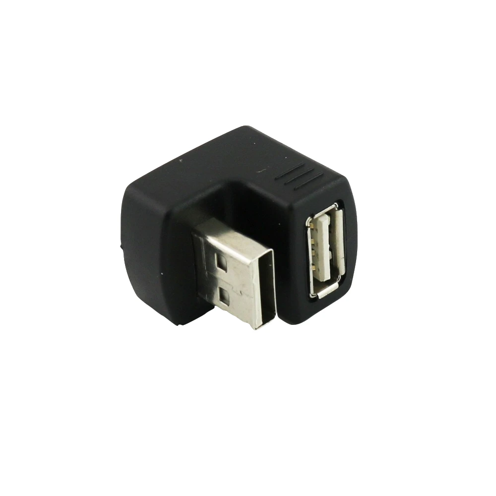 1 محول USB 2.0 ذكر إلى USB 2.0 محول بزاوية 180 درجة ، أسود