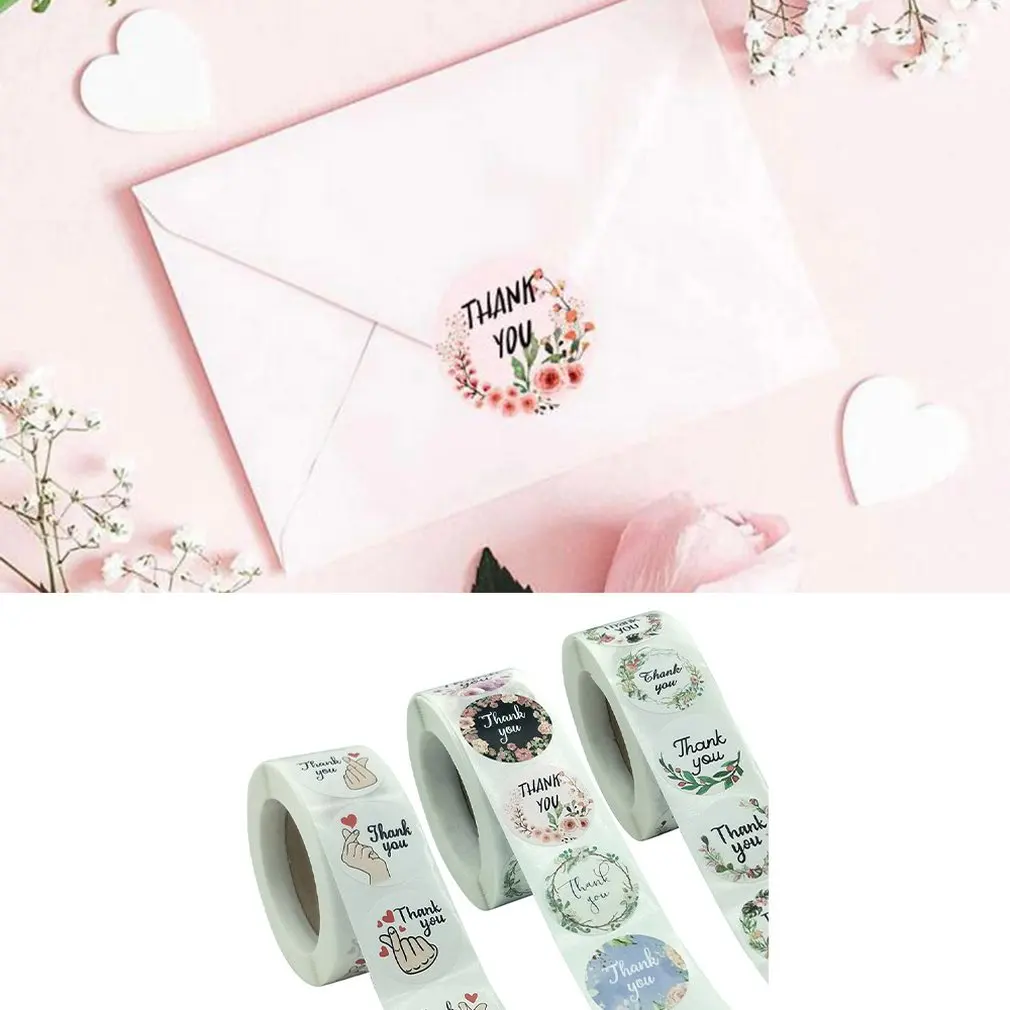 500Pcs/ม้วน Mailing อุปกรณ์สำหรับของขวัญม้วนดอกไม้สติกเกอร์ทองแดง Self-Adhesive ตกแต่งรอบสติกเกอร์