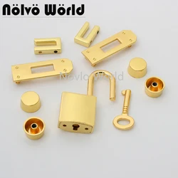 2-10sets Gold / chrome Full set of lock for woman purse bag accessories, A set lock for Handbag Repair