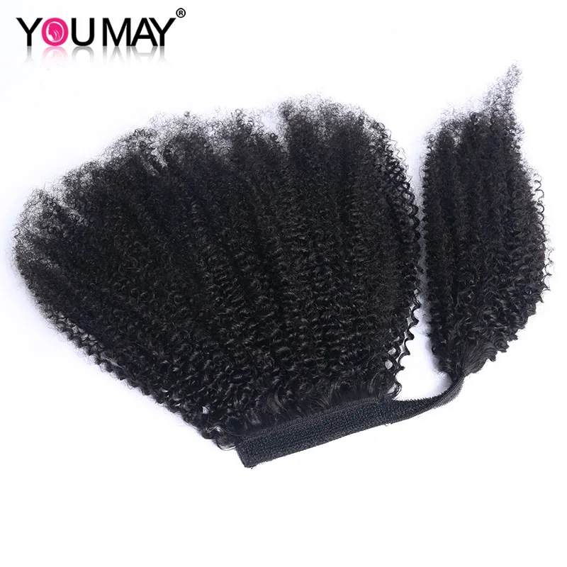 Afro Kinky Curl Drawstring Ponytail Human Hair Ponytail For Black Women Clip in Hair Extensions Human Hair Wrap Ponytails YouMay