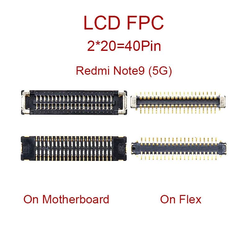 2pcs 60Pin 40Pin FPC Connector On Motherboard For Xiaomi Redmi 9A 9C Note9 4G Note 9 5G M3 LCD Display Screen Plug On Flex Cable