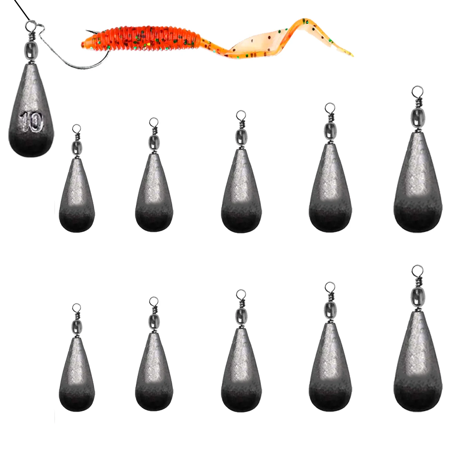 

Drop Shot Fishing Sinker, Swivel Carp Fishing Weight, Tackle Accessories, 3G, 5G, 7g, 10g, 15g, 20g, 10Pcs Lot