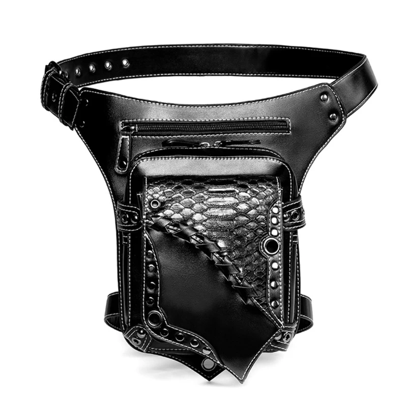 Side Wallet Punk Rock Leg Bag Crossbody Messenger Bags Handbag Hip Holster Pouch for Women Girls Black Pu Waist Bag