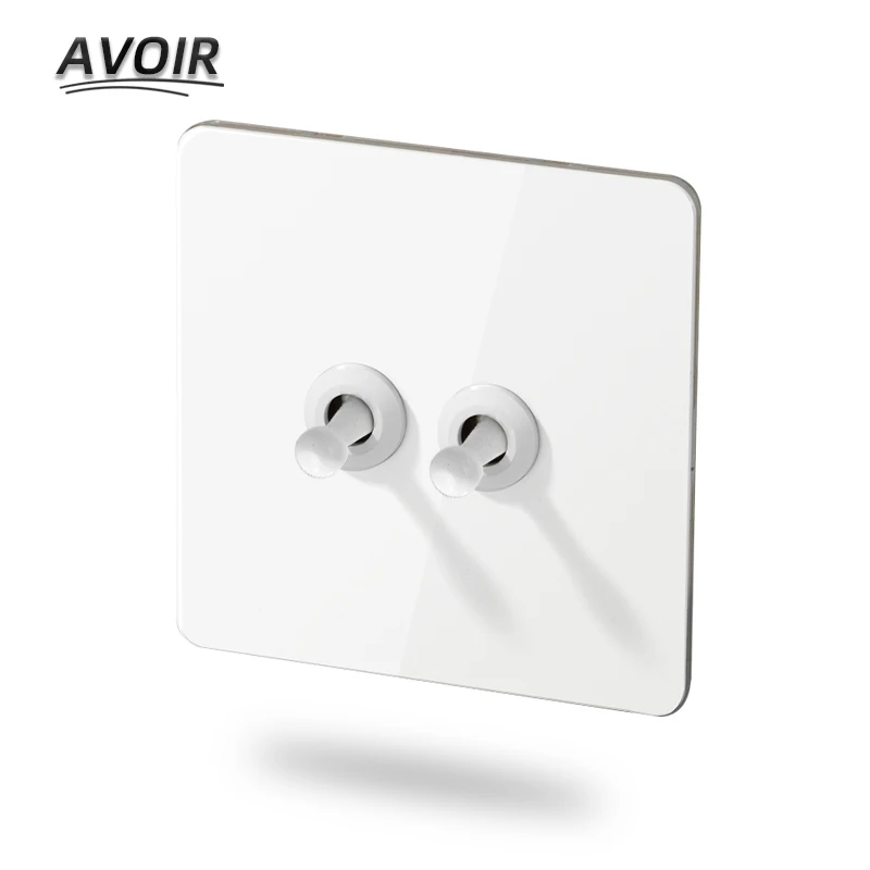 Avoir Wall Toggle Switch White Stainless Steel Panel Usb Socket Electrical Outlet Light Switches Dimmer 1 2 3 4 Gang 2 Way 220V