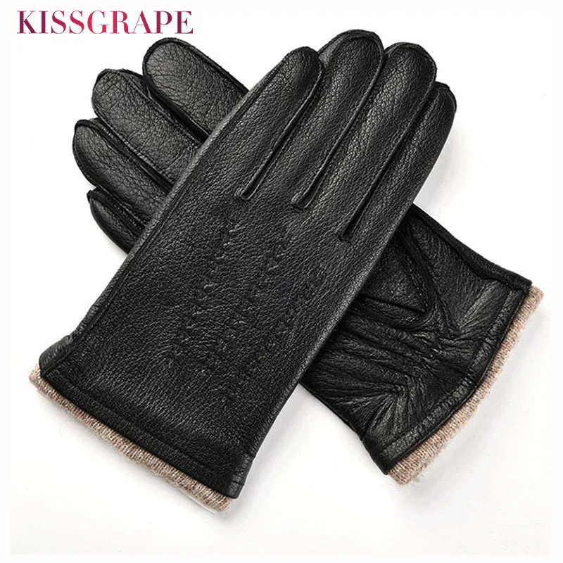 Brand New Winter Warm Genuine Leather Gloves for Men Classic Business Gloves Men's Warm Motorcycle Gloves Driving Cycling Guante