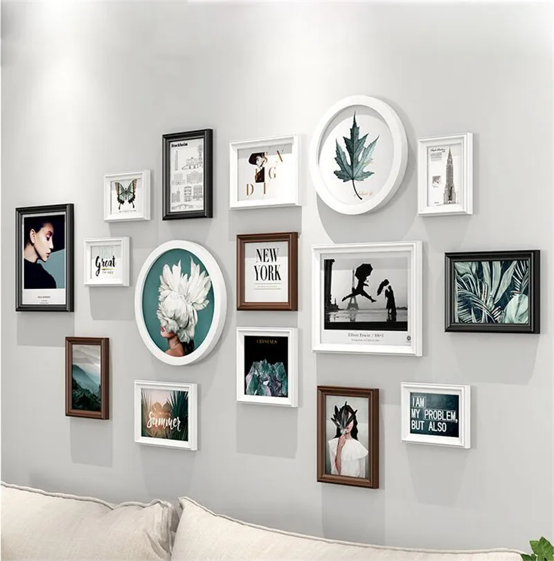 16 Pcs/set Photo Wall Simple Modern Wall Frame Wall Creative Combination Living Room Bedroom European Style Glass Photo Wall