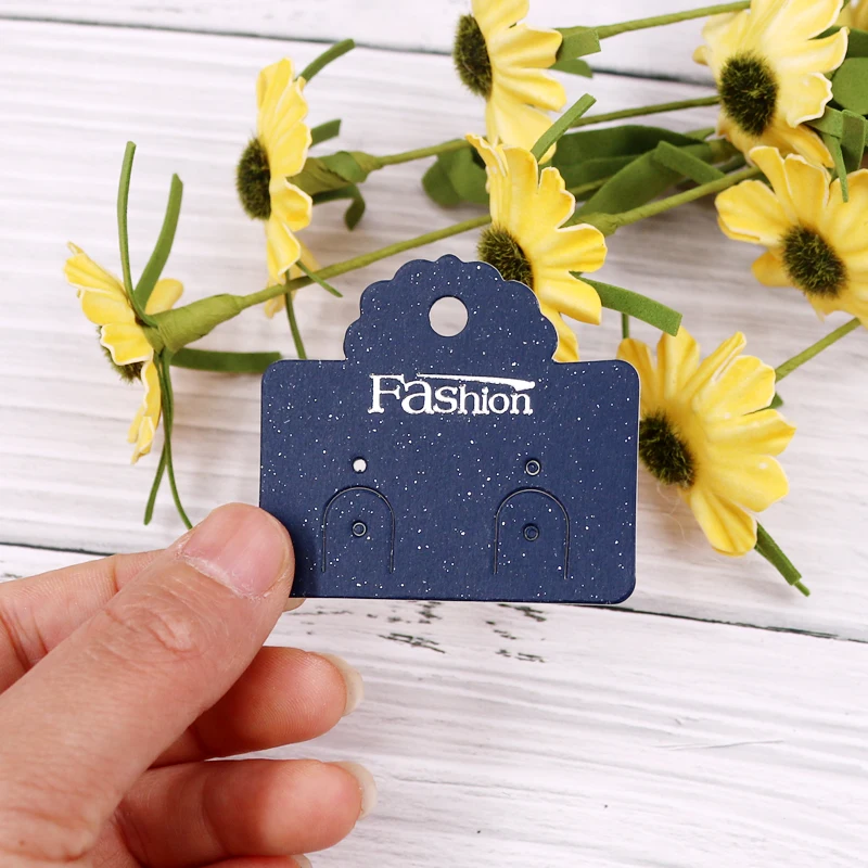 Hot Sale Earring Card 5*4.5cm Paper Jewelry Packing Display Tag Label 100pcs/lot Blue Paper Ear Cards Holder Custom logo