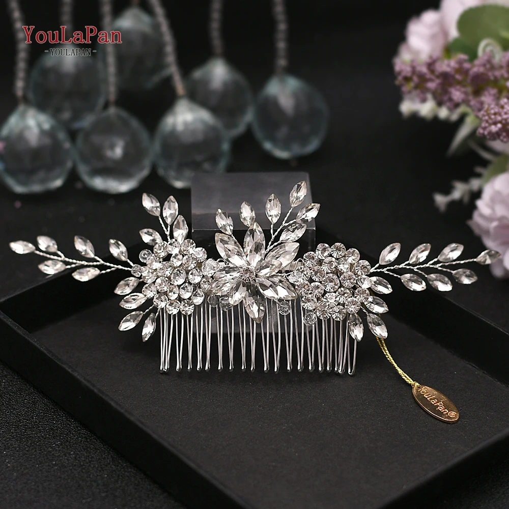 YouLaPan HP77 Cô Dâu Tiara Tay Cô Dâu Bên KẹP Kim Cương Giả Phụ Kiện Tóc Cưới Tóc Trang Sức Cưới Tóc