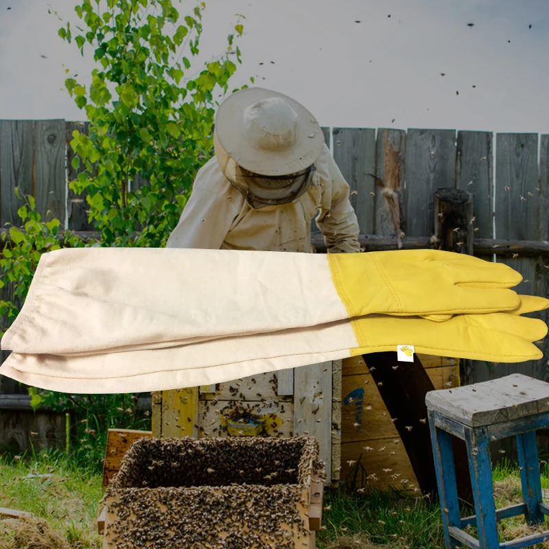 

Beekeeping gloves Beekeeper Protective Sleeves Ventilated Sheepskin and canvas Professional Anti Bee for Apiculture beekeeping