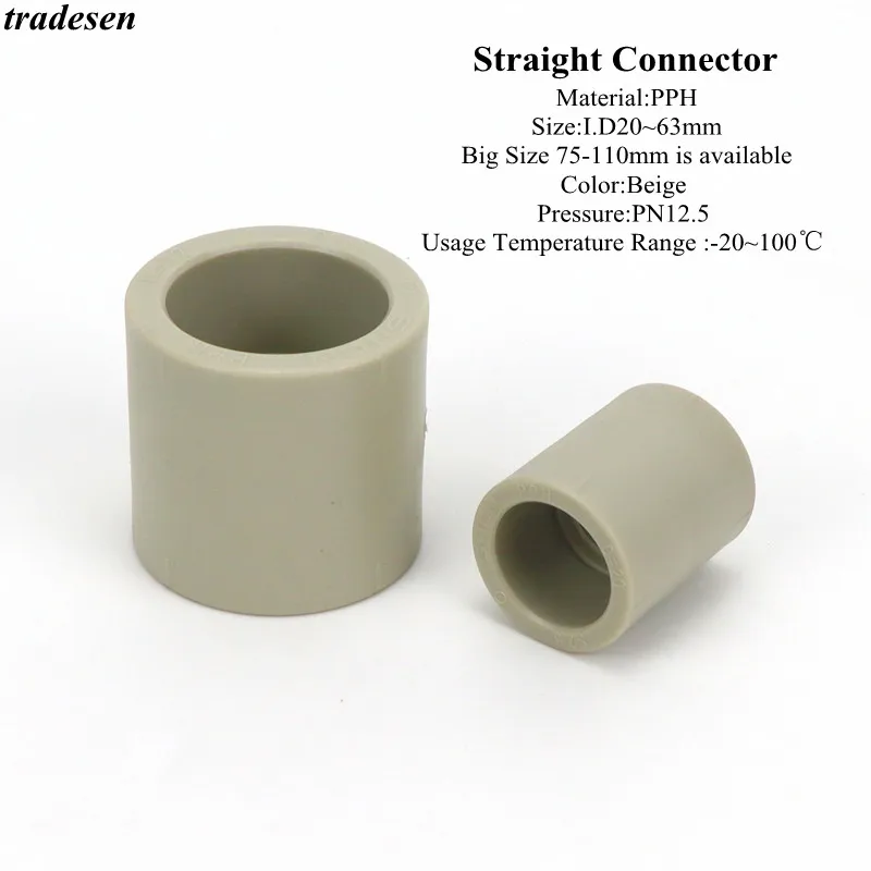 

Прямой соединитель I.D20 ~ 50 мм PPH, прямые соединения, садовая система орошения для дома, соединительная трубка для воды, стандартные фитинги, 1 шт.