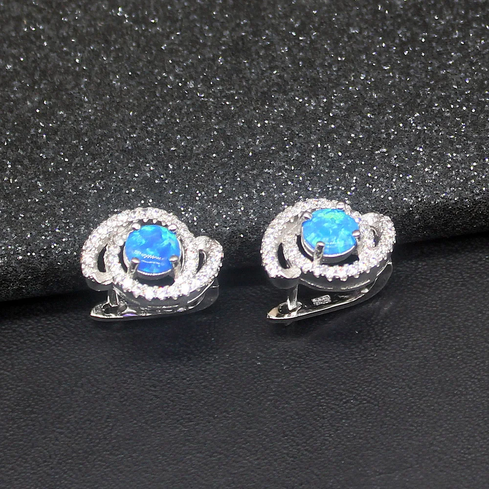 

Hermosa Charming Elegant Fashion Blue Opal Genuine 925 Silver Stud Earrings Hot Sale Jewelry Gifts for Women Girls 20214251