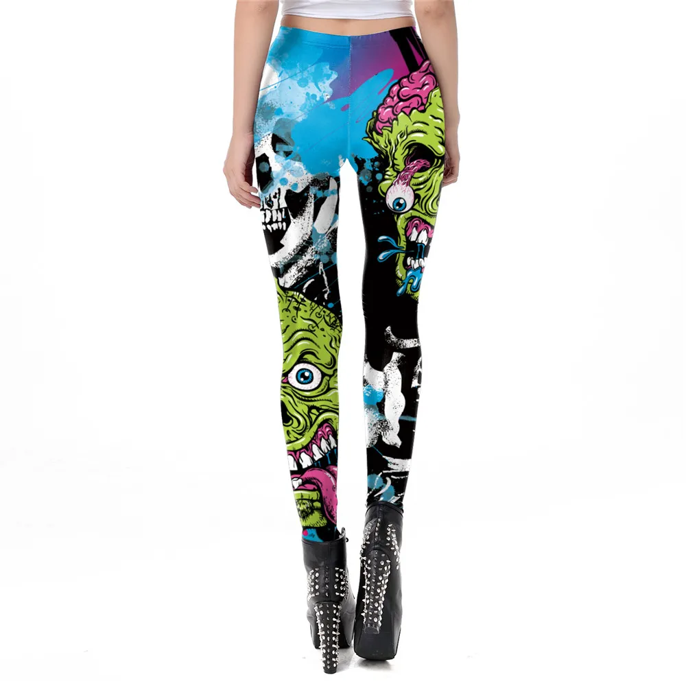 FCCEXIO 3D Printed Skull Halloween Tight Leggings Sports Women Fitness Sexy Skinny Leggins Pant Women чулки pantalones de mujer