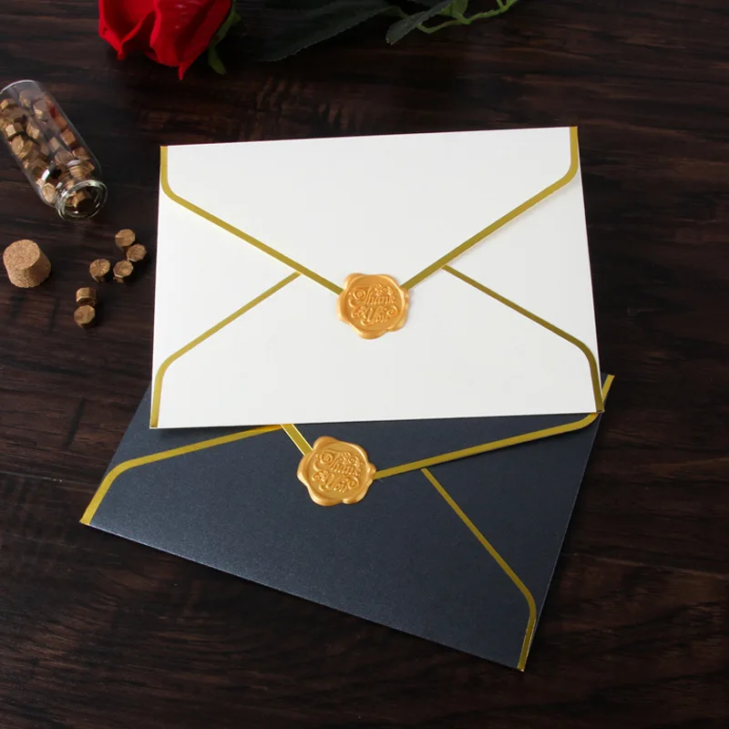 10pcs/set Retro Gold Stamping Envelopes Creative  European Business Envelope Letter Paper Envelope Wedding Invitation