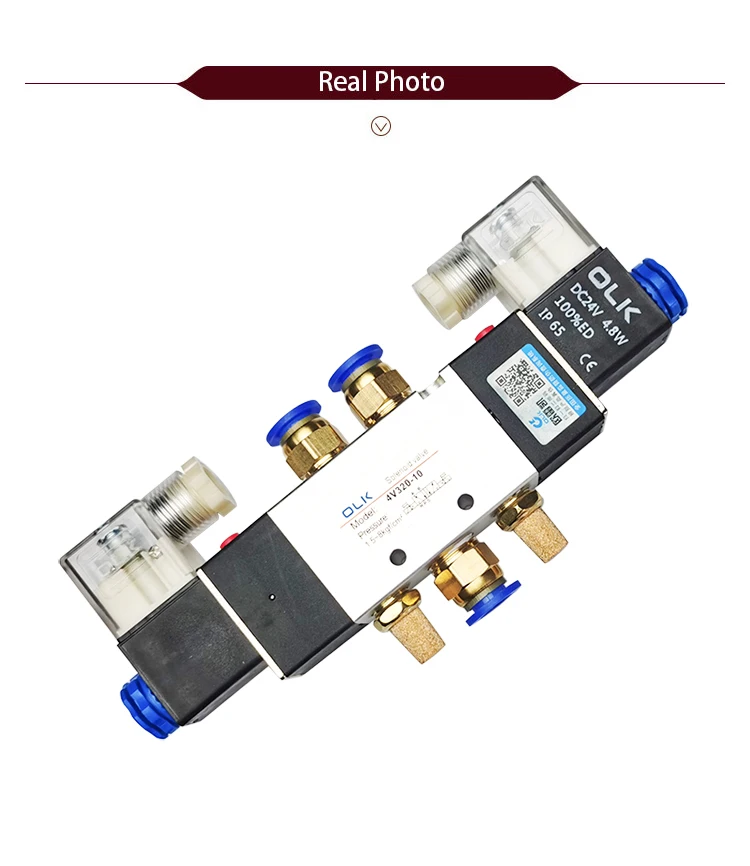 4V220-08/4V320-10/4V420-15 Magnetventil 2 Positionen 5 Anschlüsse Pneumatische Luftventile DC12V DC24V AC110V AC220V Doppelspule – Detail 2