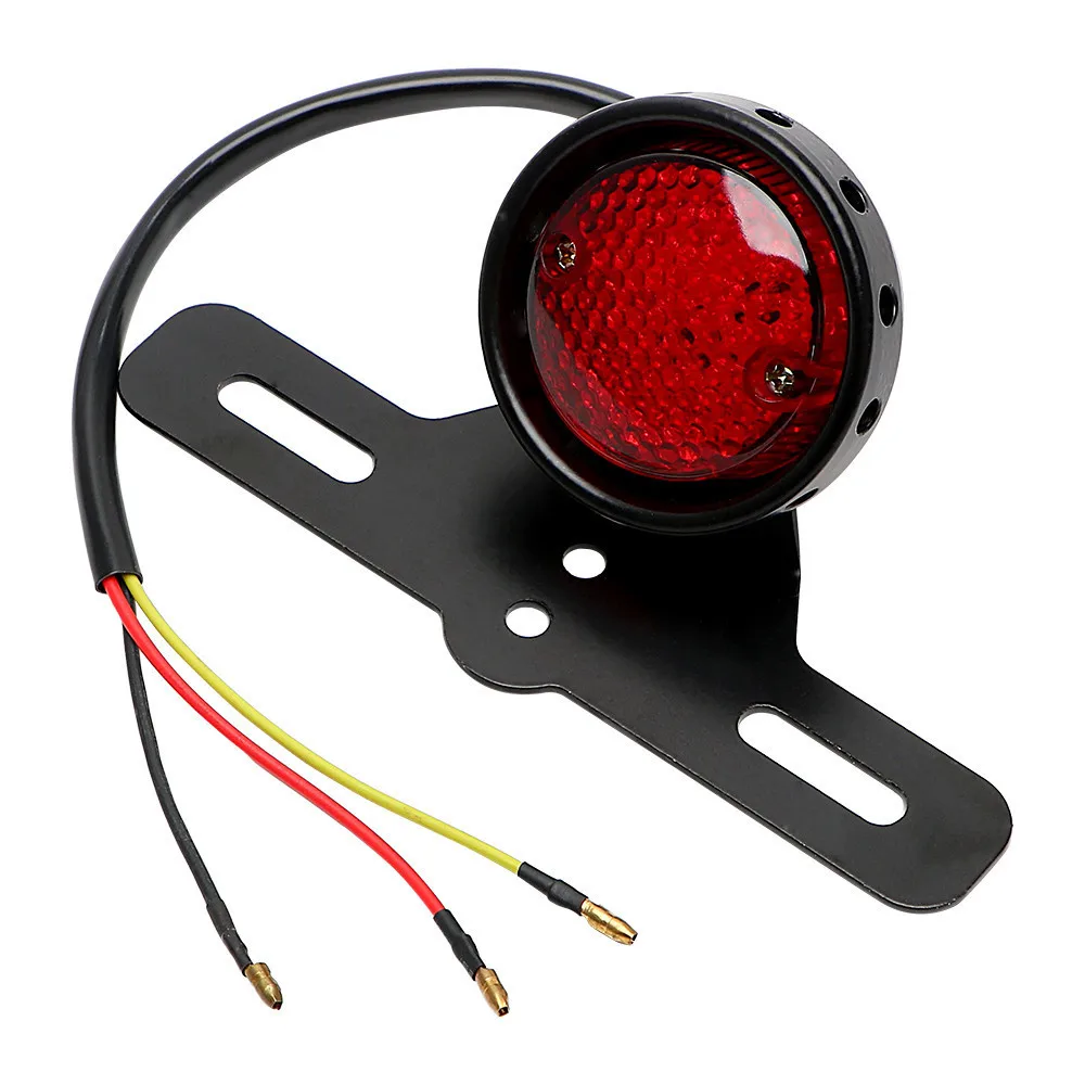 

Motorcycle Rear Tail Brake Stop Light 12V Retro LED Motor Rear Light Taillight with License Plate Mount