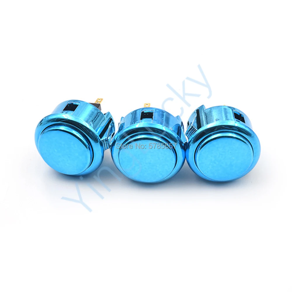 Sanwa-Gilded Push Button for Arcade, Copy Button, Zero Delay Arcade Kit, 12V, 5 Colors to Choose, 1PC, 24mm, 30mm