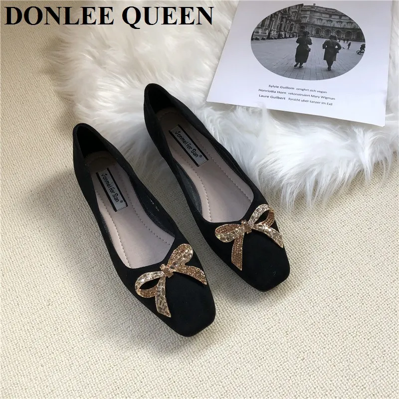 Women Shoes Brand Metal Decoration Flats Ballet Square Toe Flat Heels Ladies Lazy Loafers Soft Ballerina Female Zapatos De Mujer