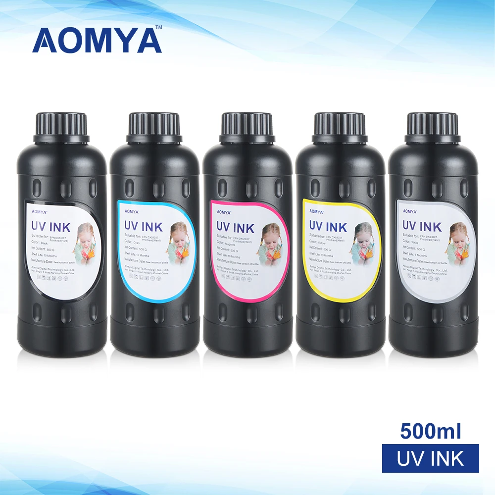 5 Bottles 500ml Universal Led Uv Ink /UV LED Ink for DX5 DX7 Compatible for Epson UV flatbed Printer/ 3D UV Printer Printing Ink