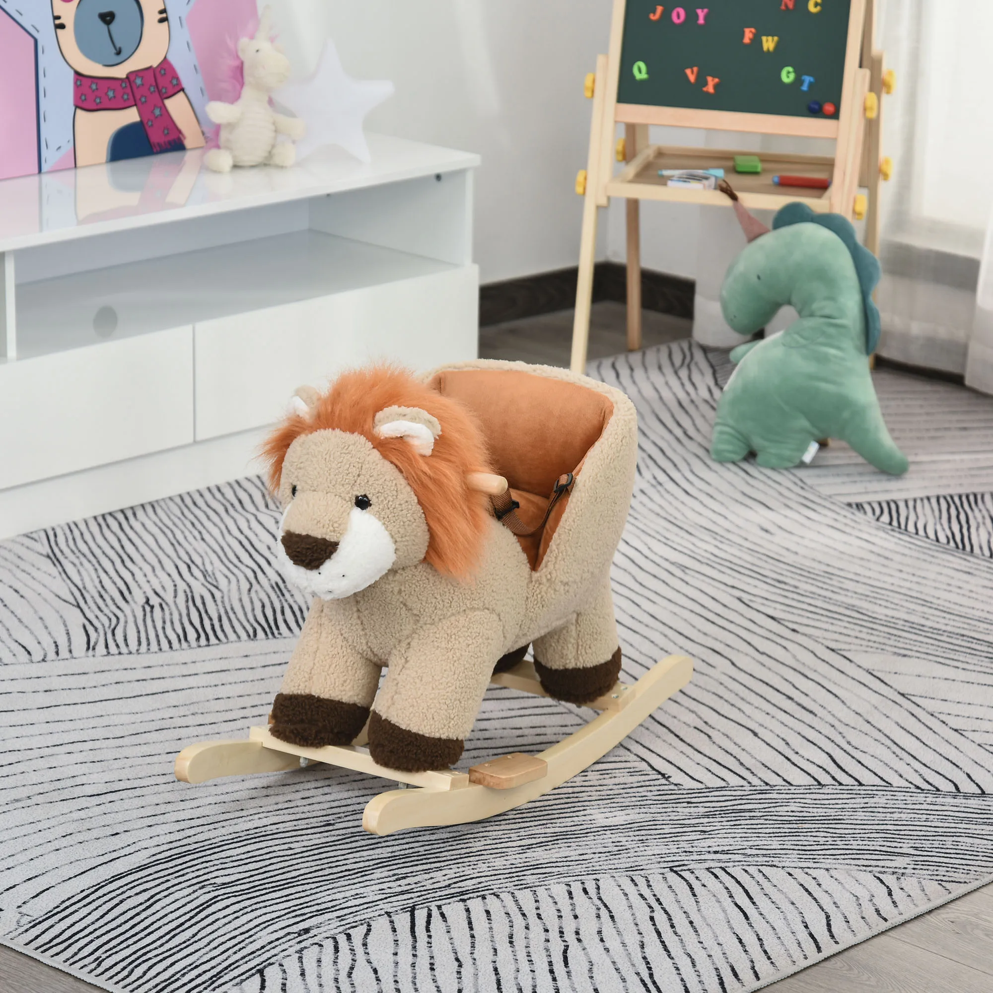 Imagen 3: HOMCOM Caballito Balancín León para Bebés de 18-36 Meses con Sonidos 68x35x50 cm