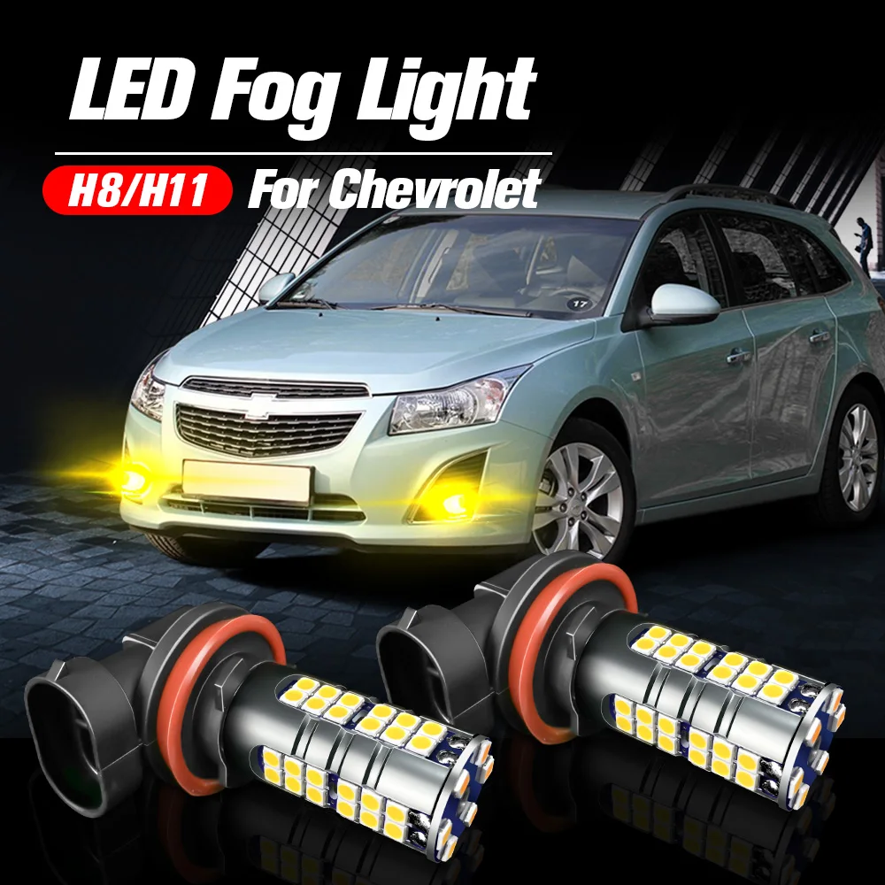 2pcs LED Fog Light Blub H11 H8 Lamp Canbus For Chevrolet Impala Malibu Cobalt Equinox Cruze Orlando Sonic Spark Trax 2013-2019