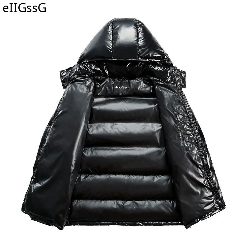 Winter Warm Men Jacket Coat Casual Autumn Hooded Men's Short Thick Down Jacket White Duck Down Parka Male Glossy Fashion Coat