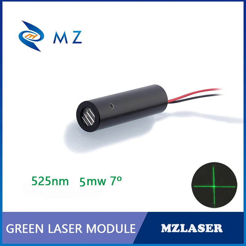 Cross Green Laser Module 8mm 525nm 5mw 7degree Industrial APC Drive Glass Lens Cross Green Laser