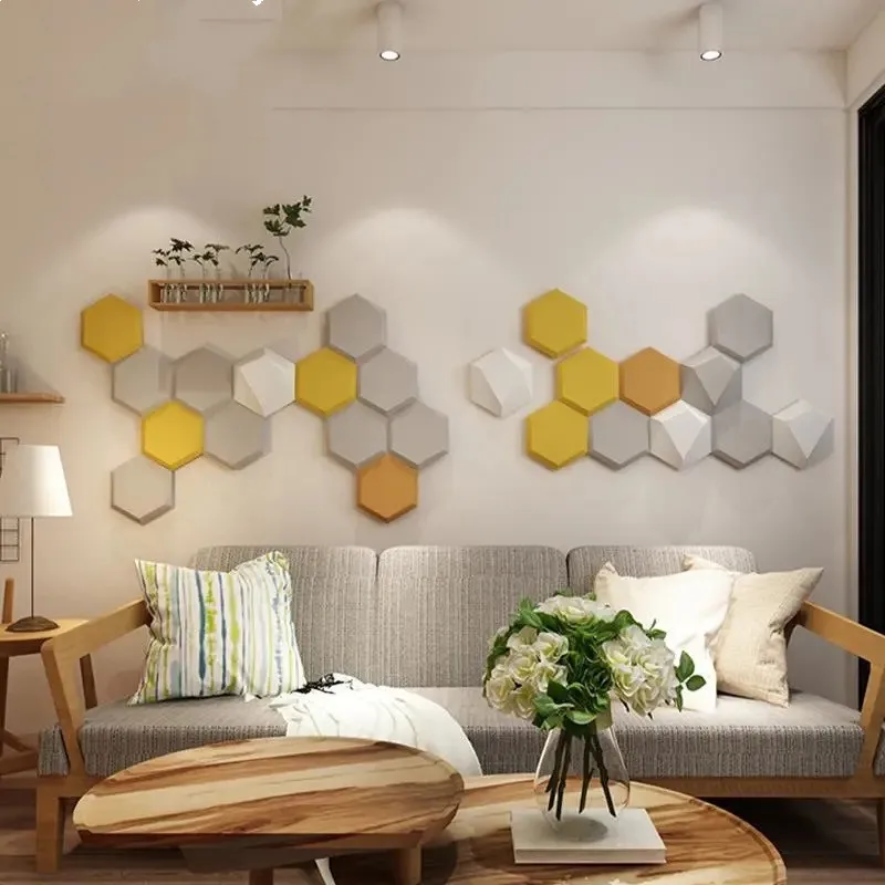 Hexagon Bed Headboard 3D Stereo Wall Sticker Bedroom Tatami Background Decor Aesthetic for Living Room Self-adhesive Wallpaper