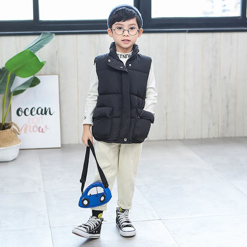 Solid Winter Warm Sleeveless Jacket For Children Jacket Thicken Down Vest For Boys Girls Kids Waistcoat Teenagers Child Clothes